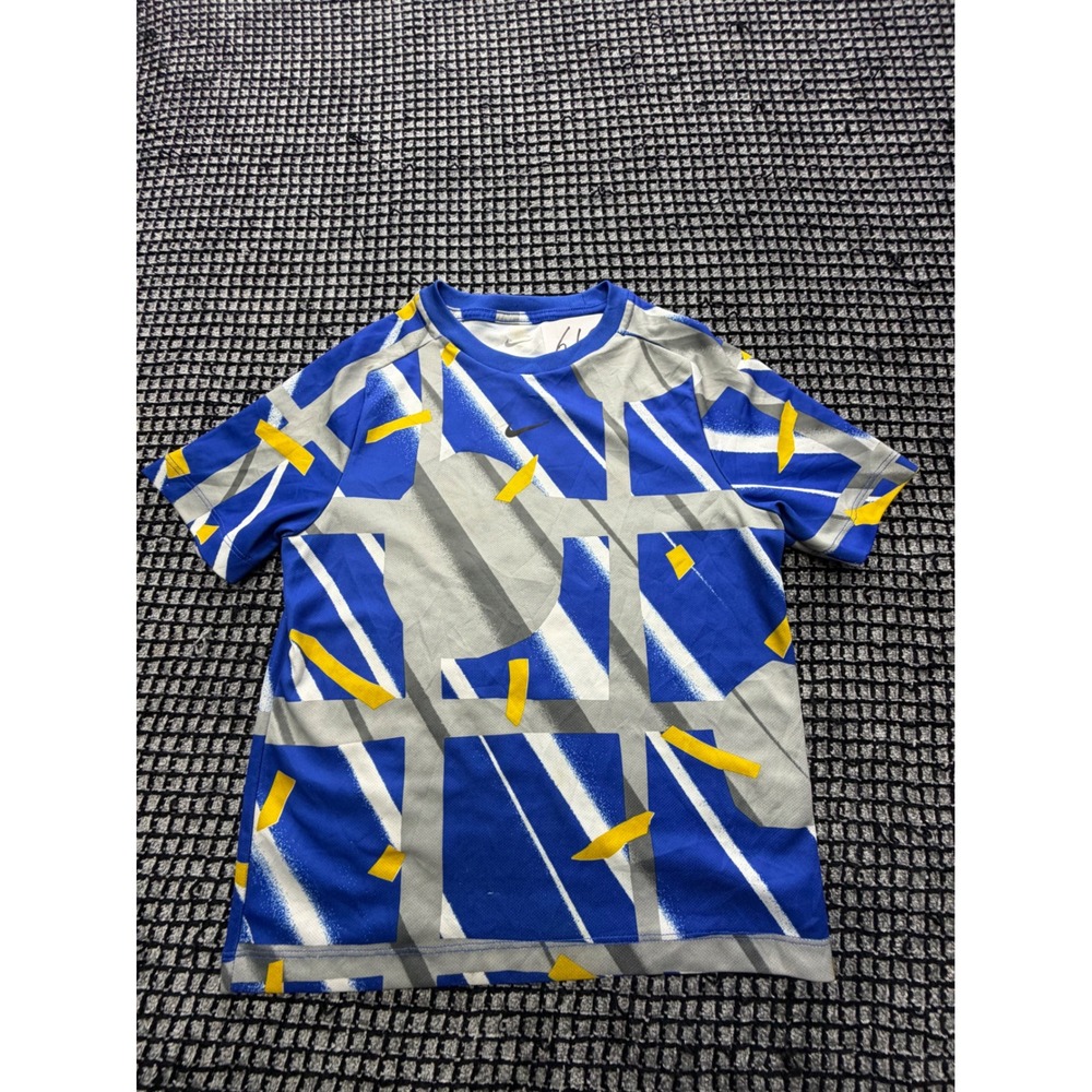 Nike Dri-FIT Graphic T-Shirt Boys Small Blue Geometric